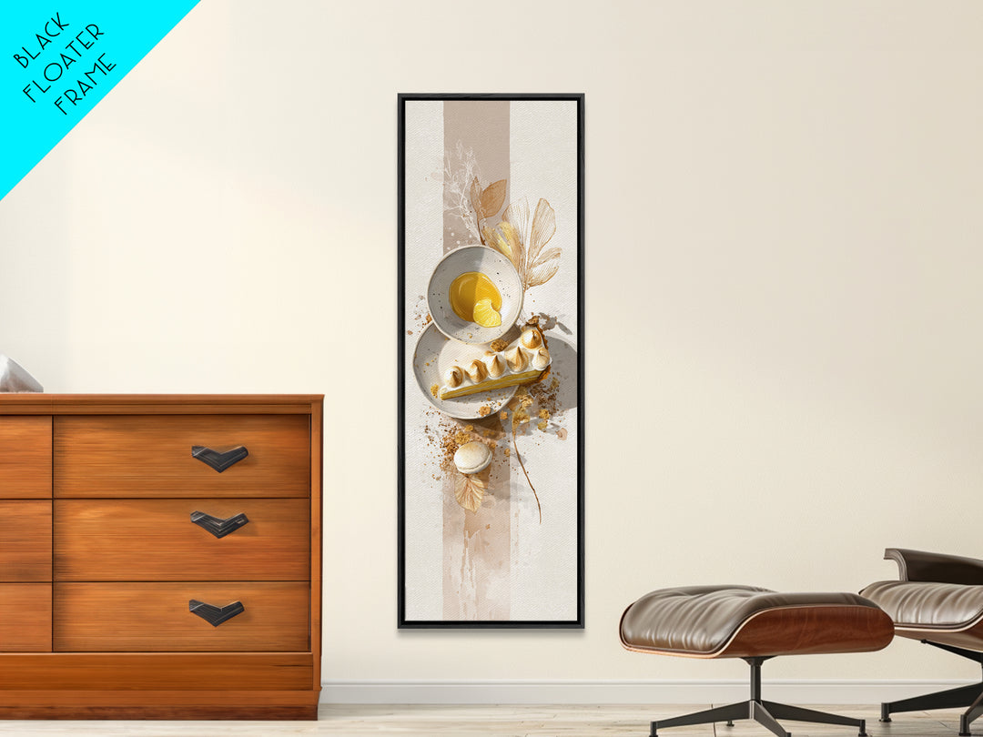 Lemon Meringue Pie Slice Framed Canvas Print, Bakery Art, Modern Decor, Bakery Decor, Fine Art, Patisserie, Wall Decor, BAK-1x3-70