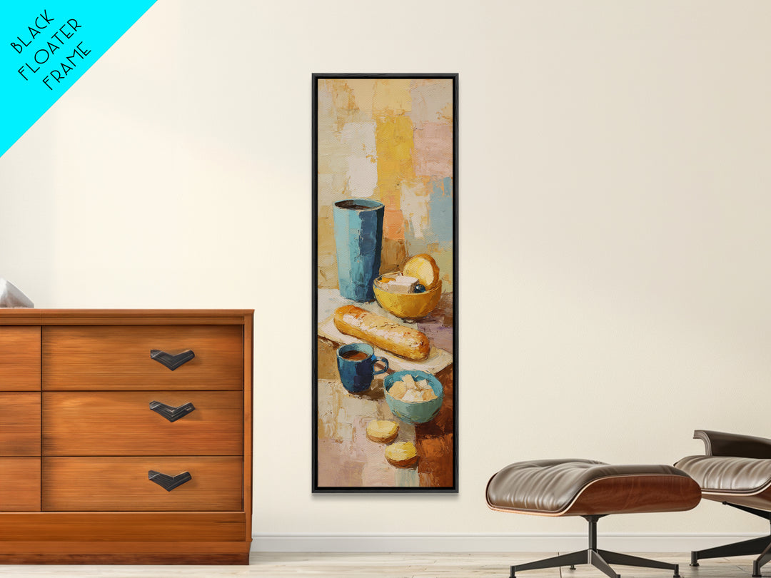 Painterly Eclair and Coffee Still Life Canvas Print, Bakery Art, Kitchen Art Print, Bakery Decor, Fine Art, Patisserie, BAK-1x3-72