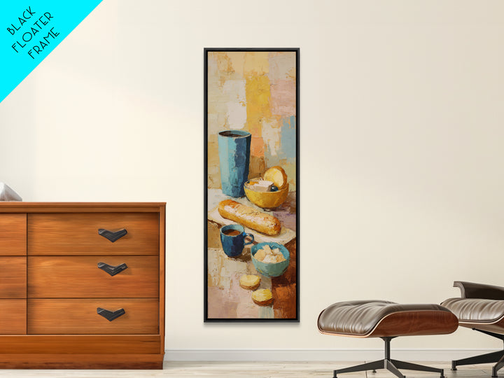 Painterly Eclair and Coffee Still Life Canvas Print, Bakery Art, Kitchen Art Print, Bakery Decor, Fine Art, Patisserie, BAK-1x3-72