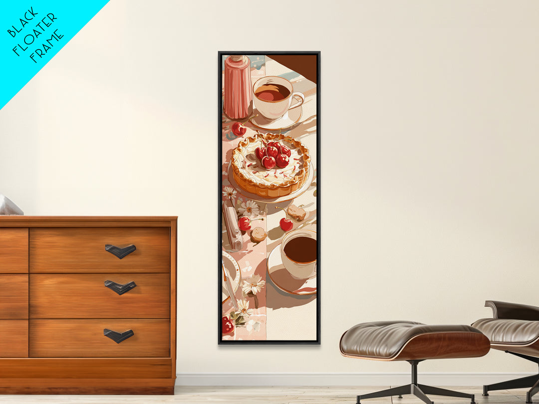 Retro Diner Pie Illustration Framed Canvas Print, Bakery Art, Watercolor Print, Bakery Decor, Oil Painting, Patisserie, BAK-1x3-76