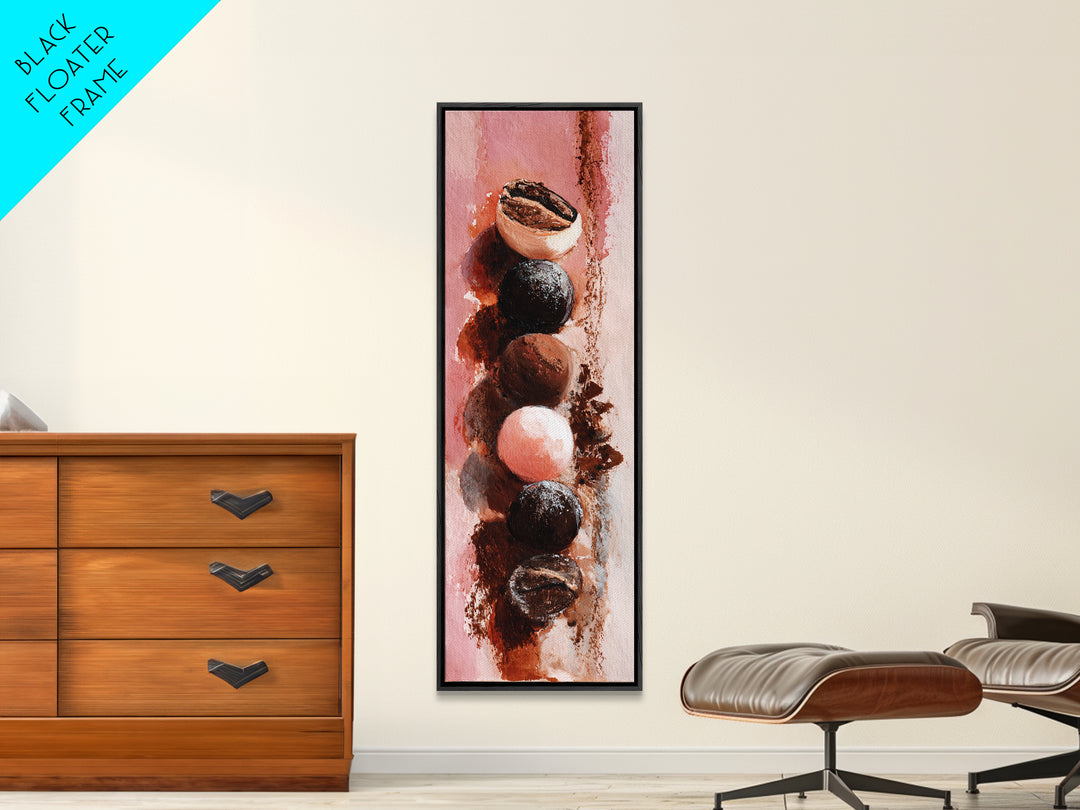 Chocolate Truffle Still Life Framed Canvas Print, Bakery Art, Fine Art, Bakery Decor, Patisserie, Textured Painting, BAK-1x3-79