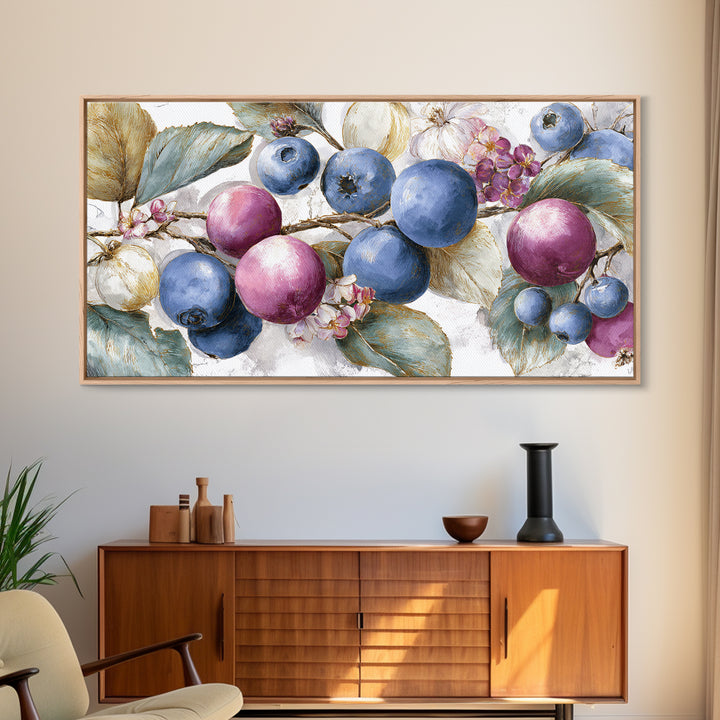 Blueberry Galette with Rustic Farmhouse Texture Framed Canvas Print, Bakery Art, Kids Art, Bakery Decor, Fine Art, Patisserie, BAK-2x1-19