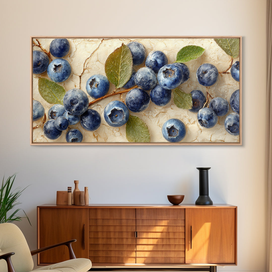 Blueberry Galette with Rustic Farmhouse Texture Framed Canvas Print, Bakery Art, Digital Print, Bakery Decor, Patisserie, BAK-2x1-43