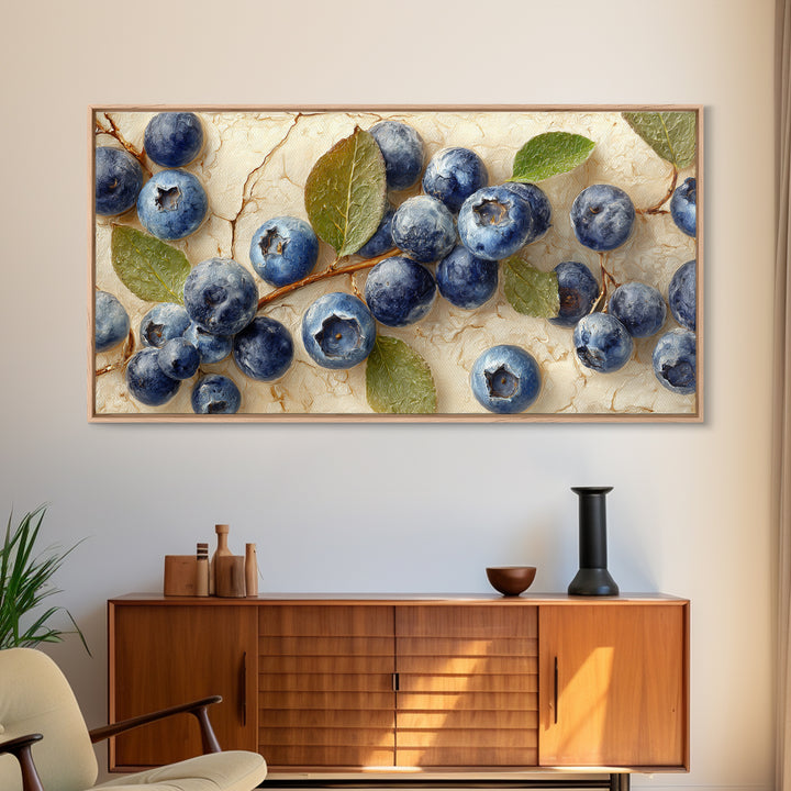 Blueberry Galette with Rustic Farmhouse Texture Framed Canvas Print, Bakery Art, Digital Print, Bakery Decor, Patisserie, BAK-2x1-43
