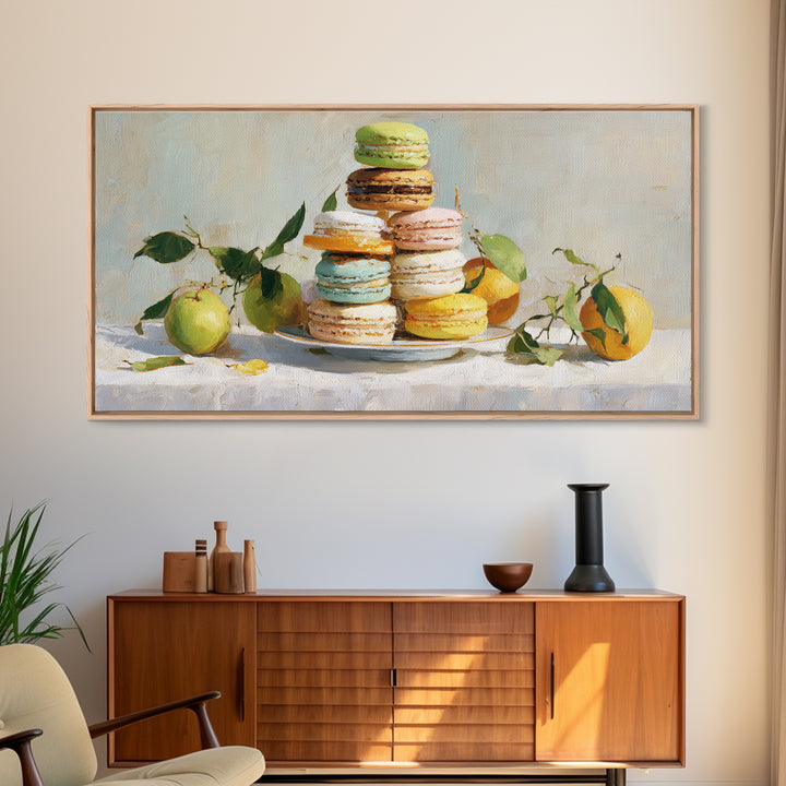 Single Perfect Macaron Tower Canvas Print, Bakery Art, Kitchen Prints, Bakery Decor, Oil Painting, Patisserie, Fine Art, BAK-2x1-47