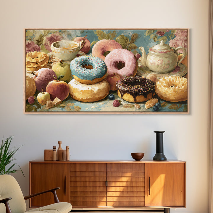 Whimsical Donut Assortment Canvas Print, Bakery Art, Kitchen Prints, Bakery Decor, Oil Painting, Patisserie, Fine Art, BAK-2x1-53