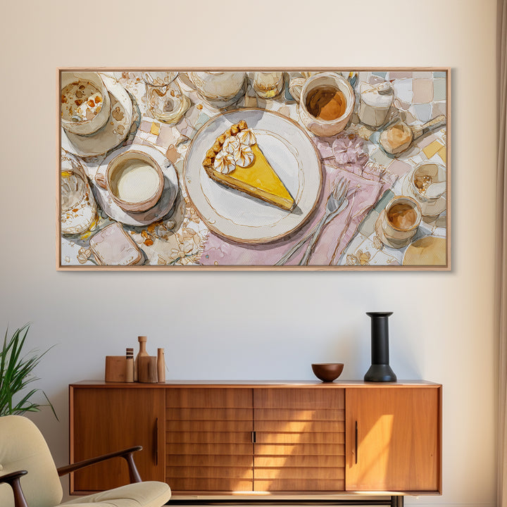 Lemon Meringue Pie Slice Canvas Print, Bakery Art, Art Print, Bakery Decor, Patisserie, Kitchen Print, Coffee Wall Art, BAK-2x1-54