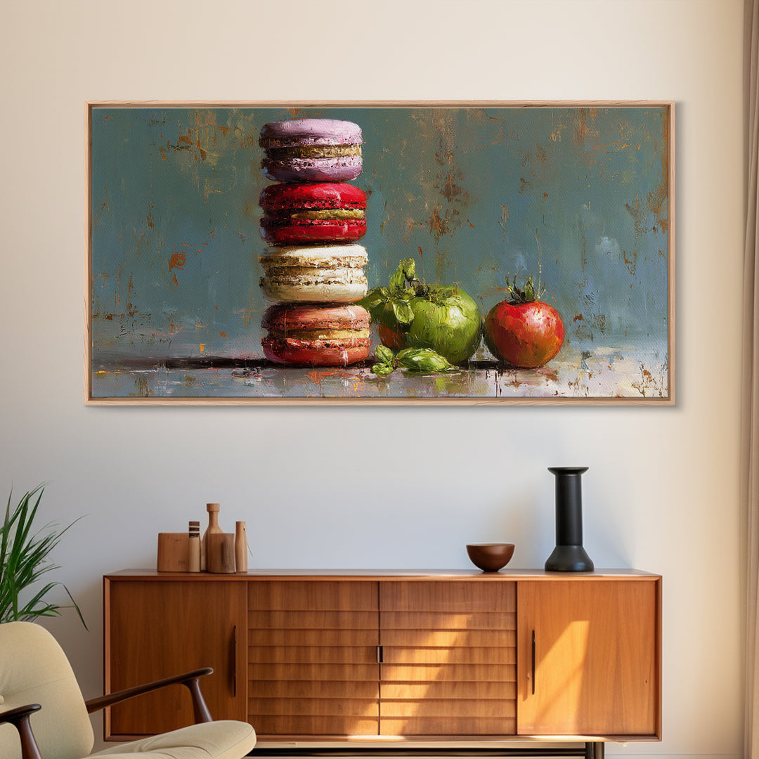Single Perfect Macaron Tower Canvas Print, Bakery Art, French Wall Art, Bakery Decor, Abstract Art, Patisserie, Room Decor, BAK-2x1-71