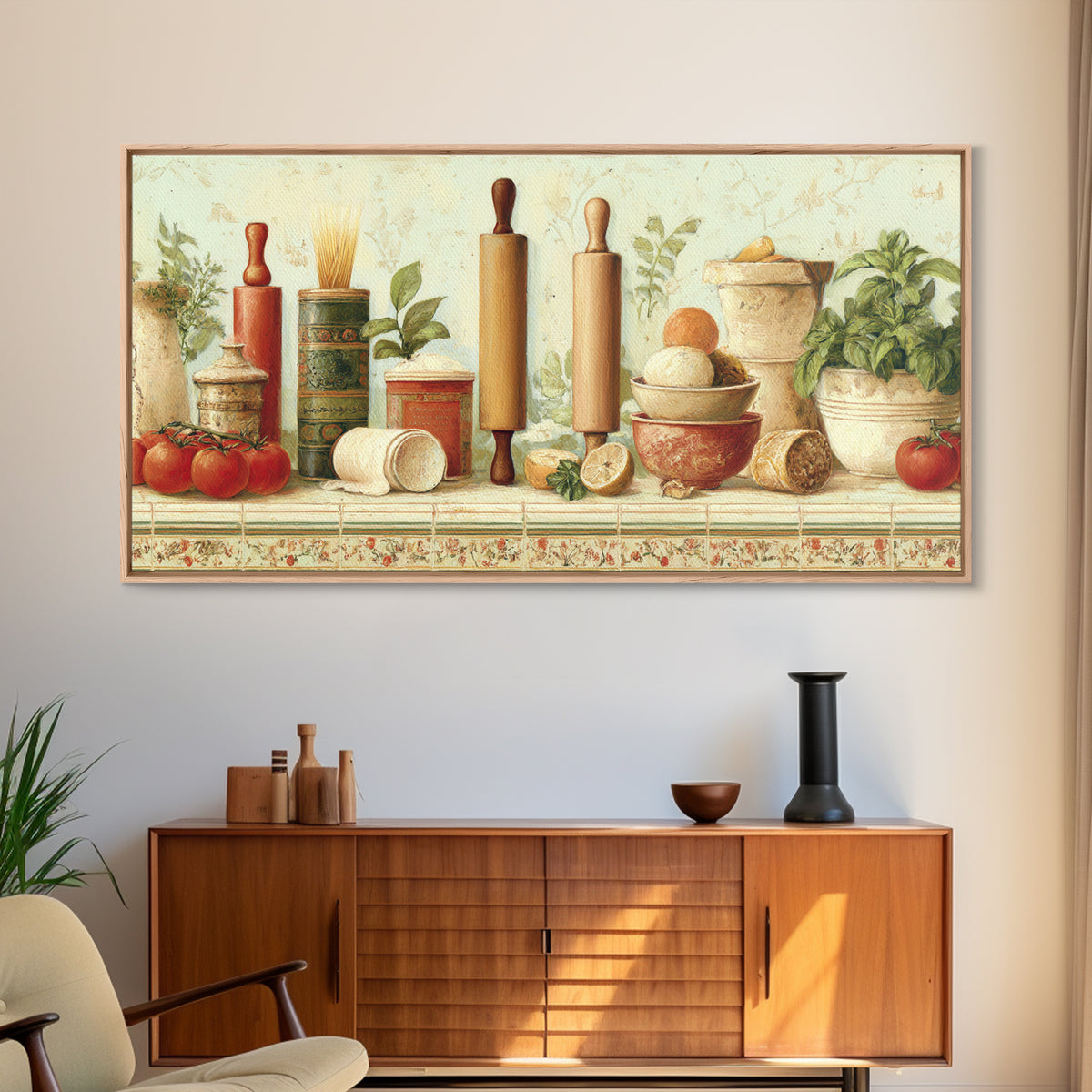 Patisserie Pattern of Rolling Pins and Pastries Canvas Print, Bakery Art, Coffee Wall Art, Bakery Decor, Fine Art, Patisserie, BAK-2x1-89