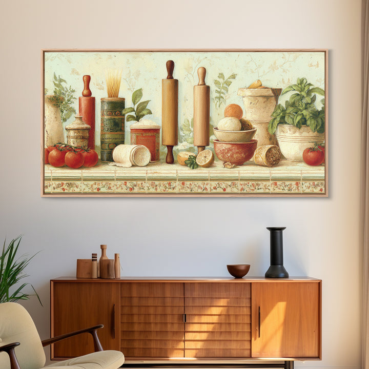 Patisserie Pattern of Rolling Pins and Pastries Canvas Print, Bakery Art, Coffee Wall Art, Bakery Decor, Fine Art, Patisserie, BAK-2x1-89