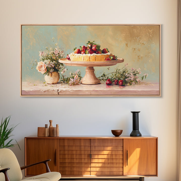 Pastel Cake Stand Framed Canvas Print, Bakery Art, Art Print, Bakery Decor, Patisserie, Kitchen Print, Coffee Wall Art, BAK-2x1-9
