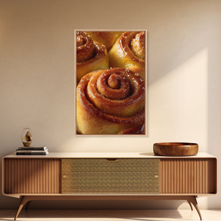 Cinnamon Rolls in a Warm Country Kitchen Framed Canvas Print, Bakery Art, Contemporary Art, Bakery Decor, Fine Art, Patisserie, BAK-2x3-19