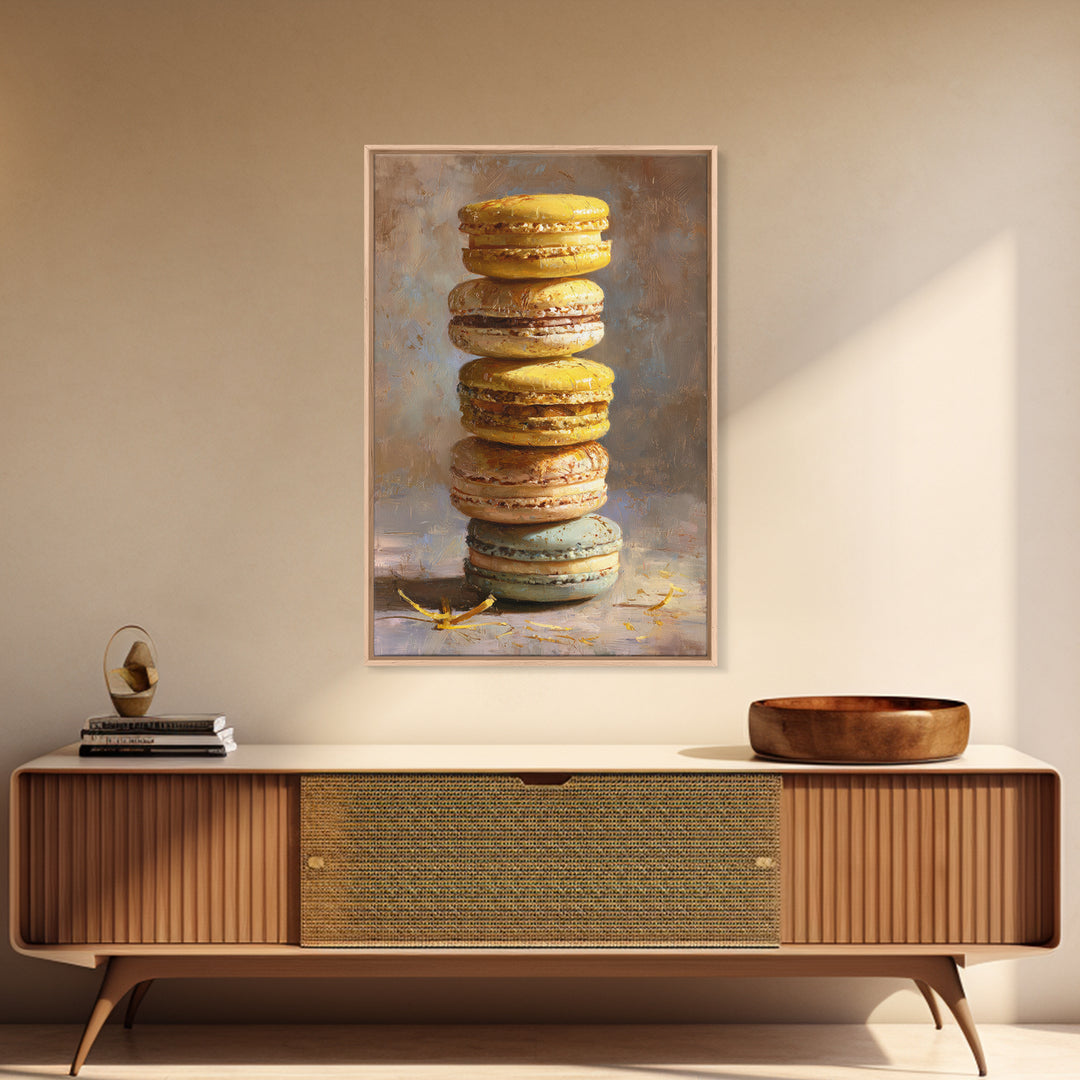 Single Perfect Macaron Tower Canvas Print, Bakery Art, Printable Art, Bakery Decor, Watercolor Art, Patisserie, BAK-2x3-35