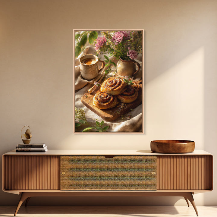 Cinnamon Rolls in a Warm Country Kitchen Canvas Print, Bakery Art, Kitchen Print, Bakery Decor, Fine Art, Patisserie, BAK-2x3-67