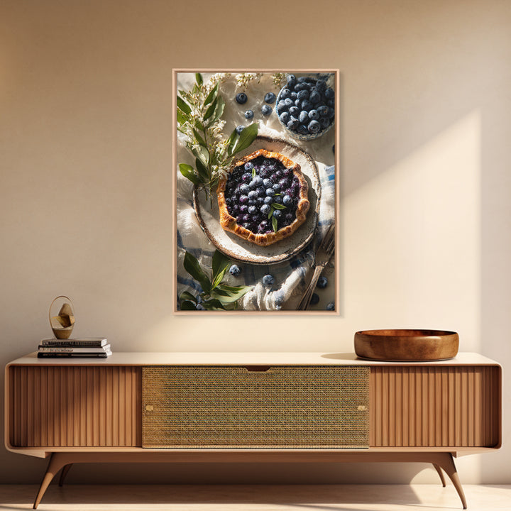 Blueberry Galette with Rustic Farmhouse Texture Canvas Print, Bakery Art, Fine Art Print, Bakery Decor, Fine Art, Patisserie, BAK-2x3-7