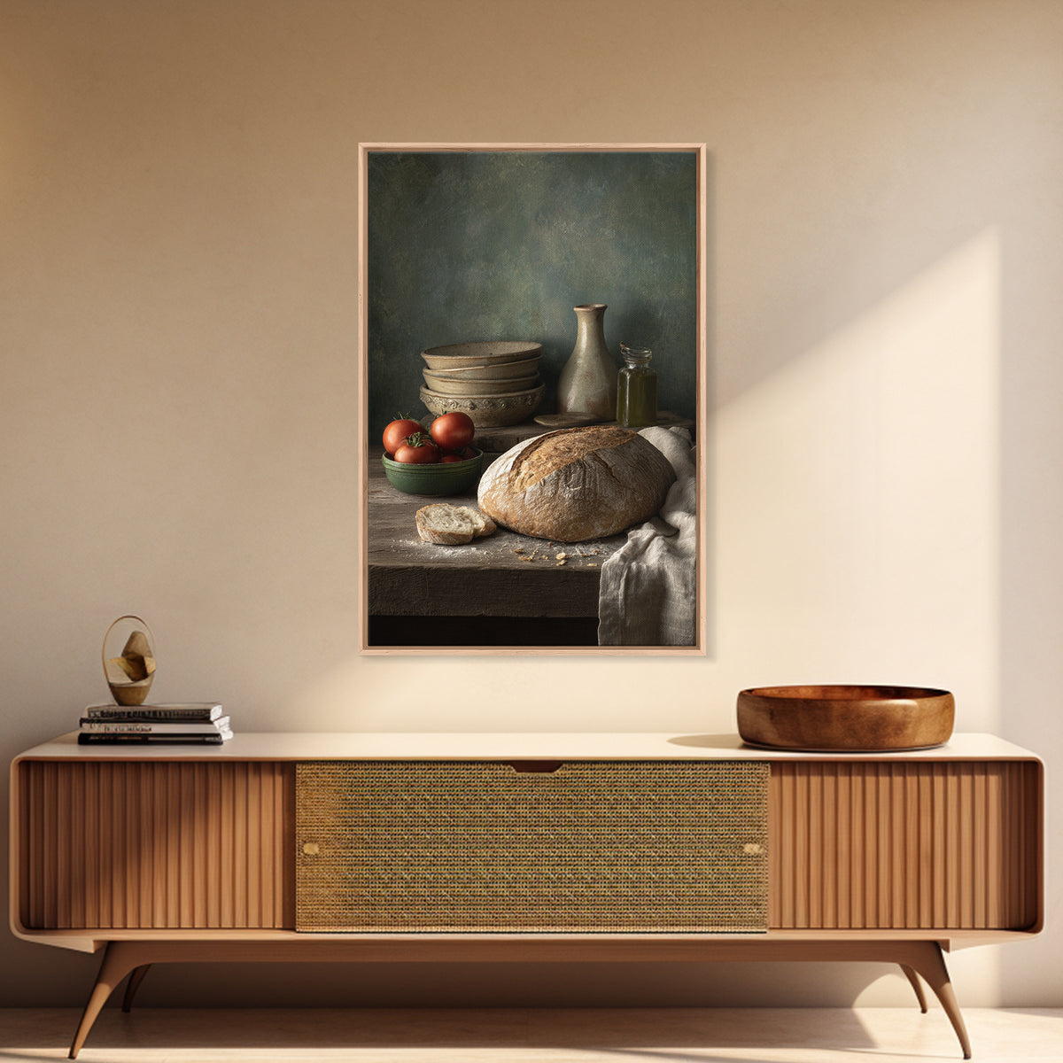 Rustic Loaf of Bread Framed Canvas Print, Bakery Art, Modern Decor, Bakery Decor, Fine Art, Patisserie, Wall Decor, Art Print, BAK-2x3-84