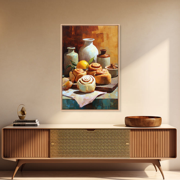 Cinnamon Rolls in a Warm Country Kitchen Canvas Print, Bakery Art, Kids Art, Bakery Decor, Fine Art, Patisserie, BAK-2x3-91