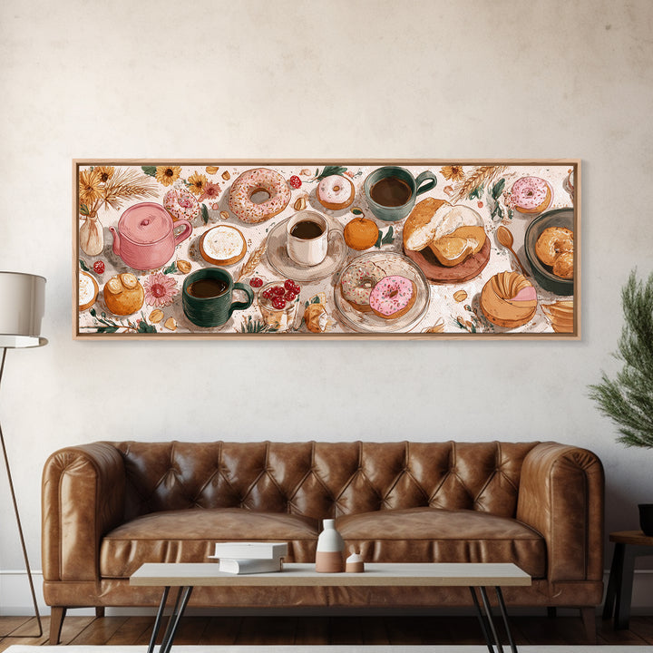 Whimsical Donut Assortment Framed Canvas Print, Bakery Art, Kitchen Art Print, Bakery Decor, Fine Art, Patisserie, Modern Decor, BAK-3x1-1