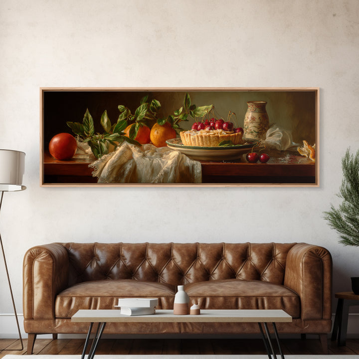 Cherry Tart Still Life Canvas Print, Bakery Art, Whimsical Wall Art, Bakery Decor, Fine Art, Patisserie, Luxury Decor, BAK-3x1-21