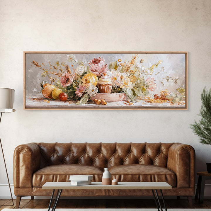 Cupcake Bouquet Painted Framed Canvas Print, Bakery Art, Room Decor, Bakery Decor, Fine Art, Patisserie, Digital Print, BAK-3x1-23