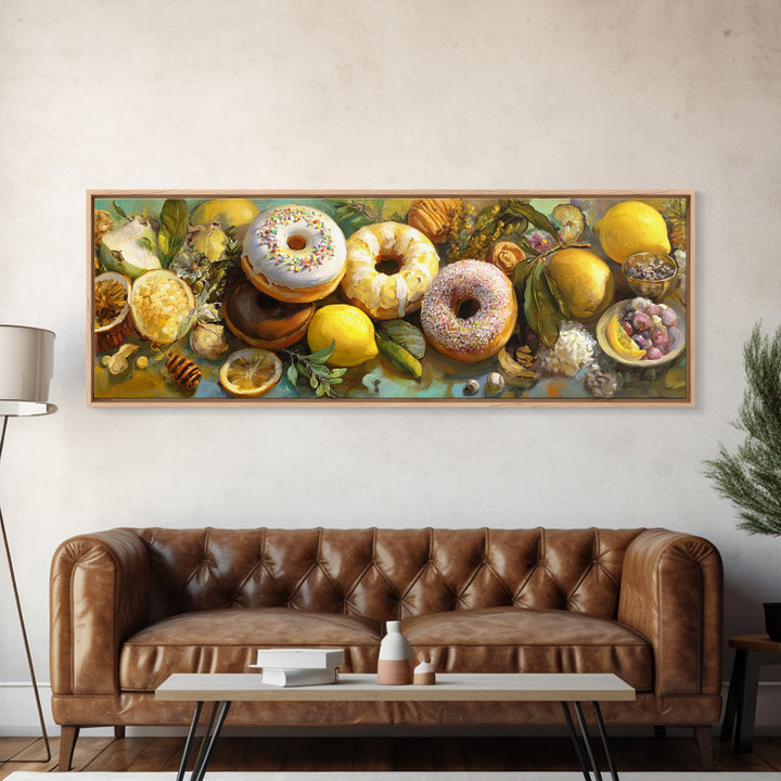 Whimsical Donut Assortment Canvas Print, Bakery Art, French Wall Art, Bakery Decor, Abstract Art, Patisserie, Room Decor, BAK-3x1-25