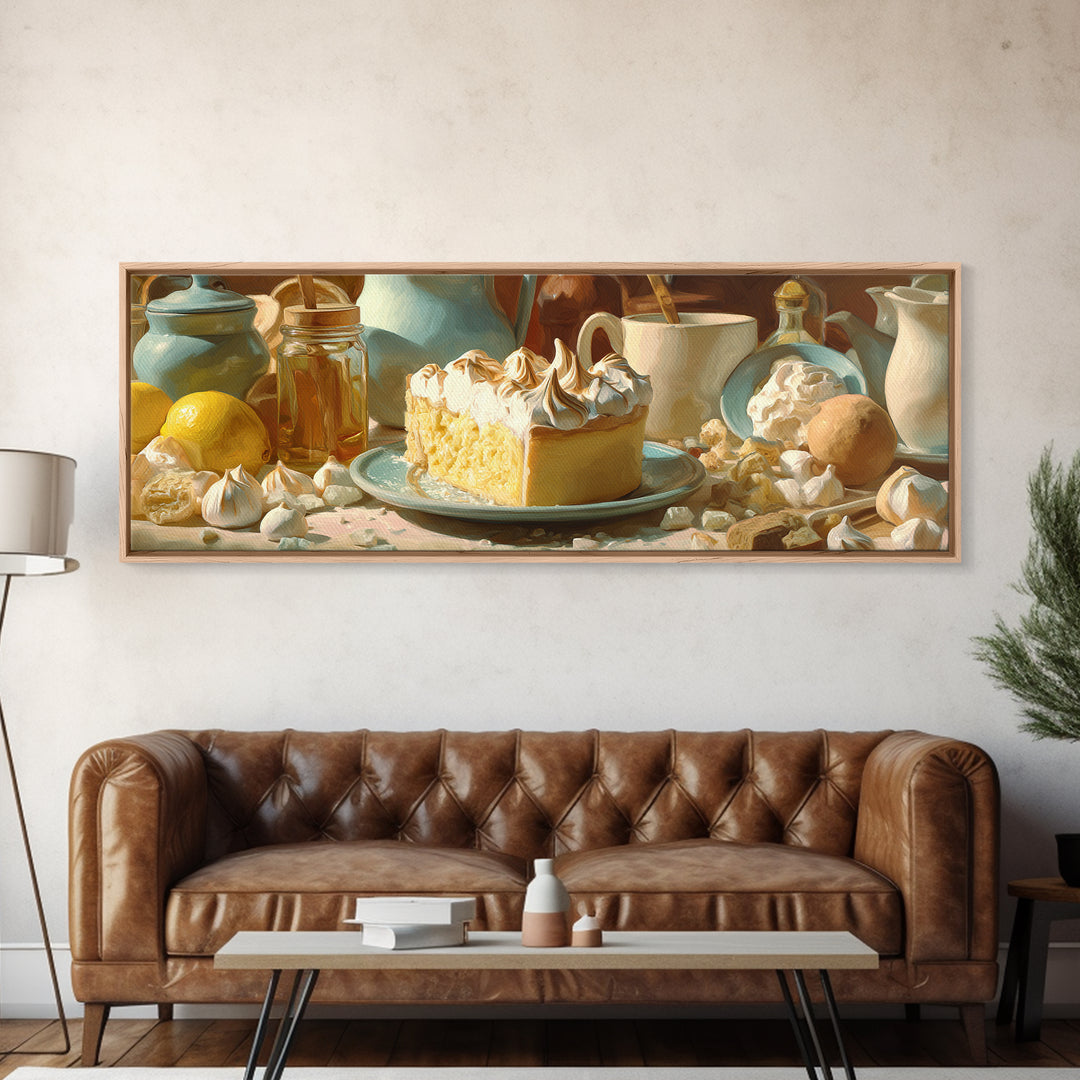 Lemon Meringue Pie Slice Canvas Print, Bakery Art, Food Art, Bakery Decor, Watercolor Art, Patisserie, Kids Art, BAK-3x1-50