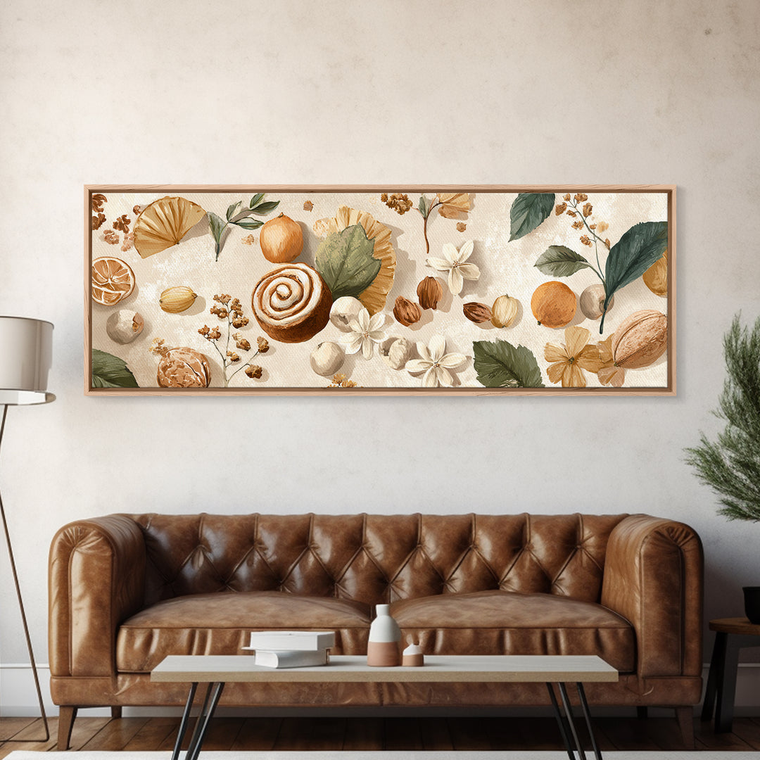 Cinnamon Rolls in a Warm Country Kitchen Framed Canvas Print, Bakery Art, Digital Print, Bakery Decor, Fine Art, Patisserie, BAK-3x1-51