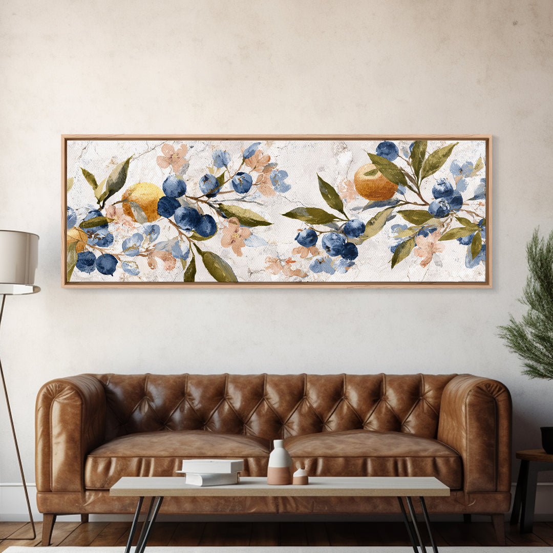 Blueberry Galette with Rustic Farmhouse Texture Framed Canvas Print, Bakery Art, Contemporary Art, Bakery Decor, Patisserie, BAK-3x1-63