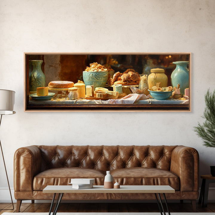 French Patisserie Window Display of Pastel Pastries Canvas Print, Bakery Art, Digital Download Art, Bakery Decor, Patisserie, BAK-3x1-66