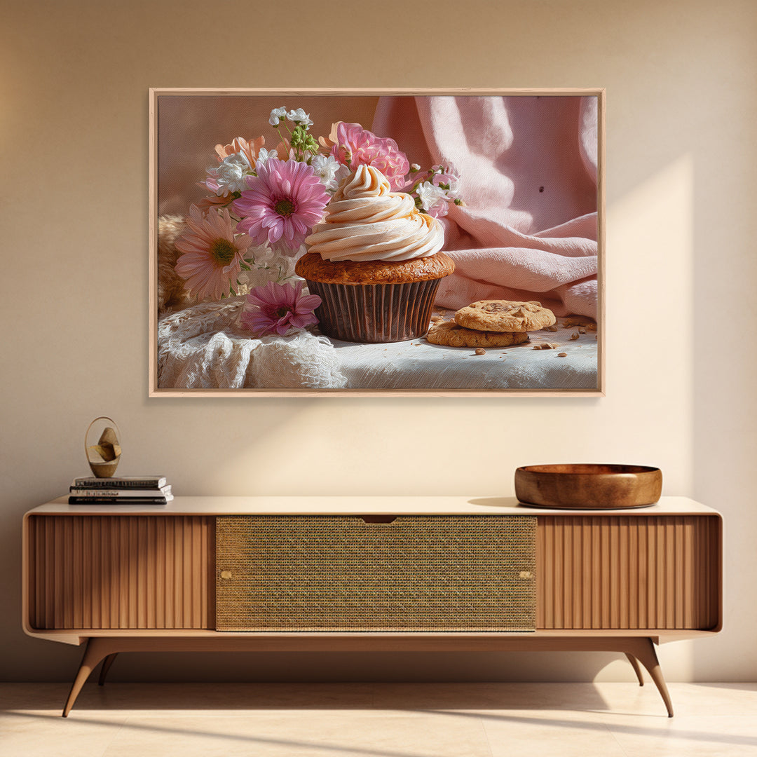 Cupcake Bouquet Painted Canvas Print, Bakery Art, Modern Decor, Bakery Decor, Fine Art, Patisserie, Wall Decor, Art Print, BAK-3x2-11