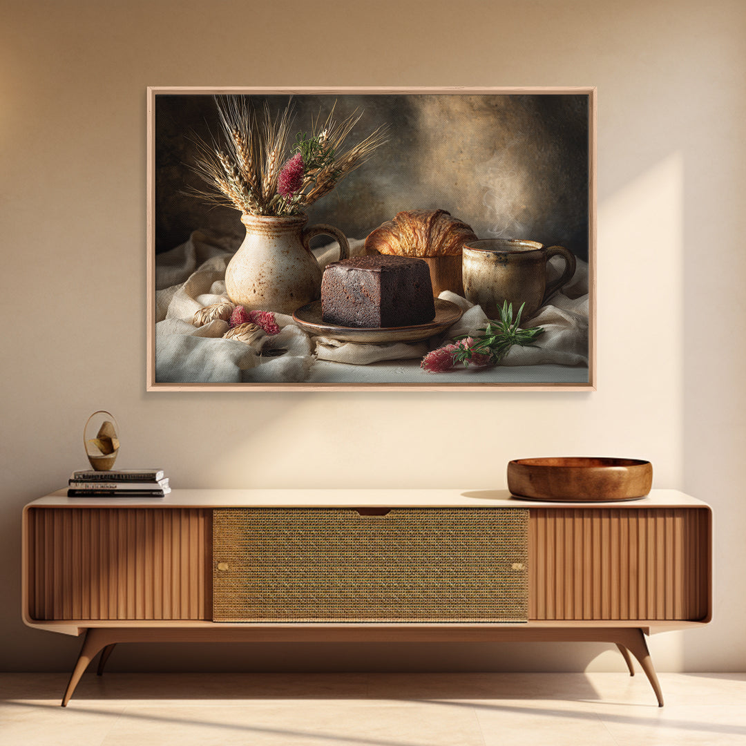 Chocolate Truffle Still Life Framed Canvas Print, Bakery Art, Fine Art, Bakery Decor, Patisserie, Textured Painting, BAK-3x2-23