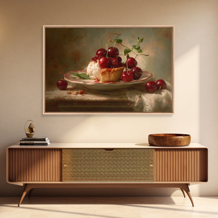 Cherry Tart Still Life Framed Canvas Print, Bakery Art, Fine Art Print, Bakery Decor, Fine Art, Patisserie, Printable Wall Art, BAK-3x2-81