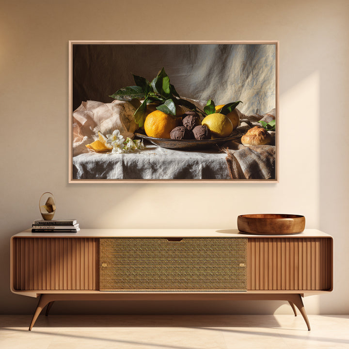 Chocolate Truffle Still Life Framed Canvas Print, Bakery Art, Kitchen Art, Bakery Decor, Fine Art, Patisserie, Neutral Wall Art, BAK-3x2-95