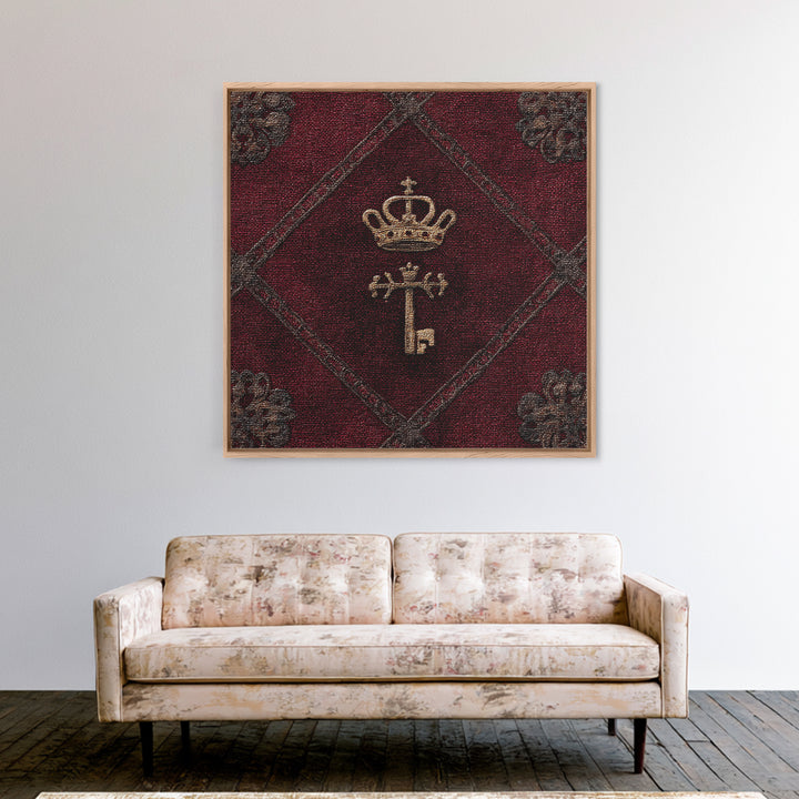 Dark Red Velvet Canvas Print, Baroque Art, Printable Wall Art, Living Room Decor, Fine Art, Ornate, Minimalist Wall Art, BAO-1x1-23