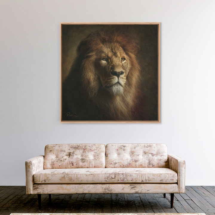 Royal Lion Portrait Framed Canvas Print, Baroque Art, Eclectic Wall Art, Living Room Decor, Fine Art, Ornate, Gallery Decor, BAO-1x1-65