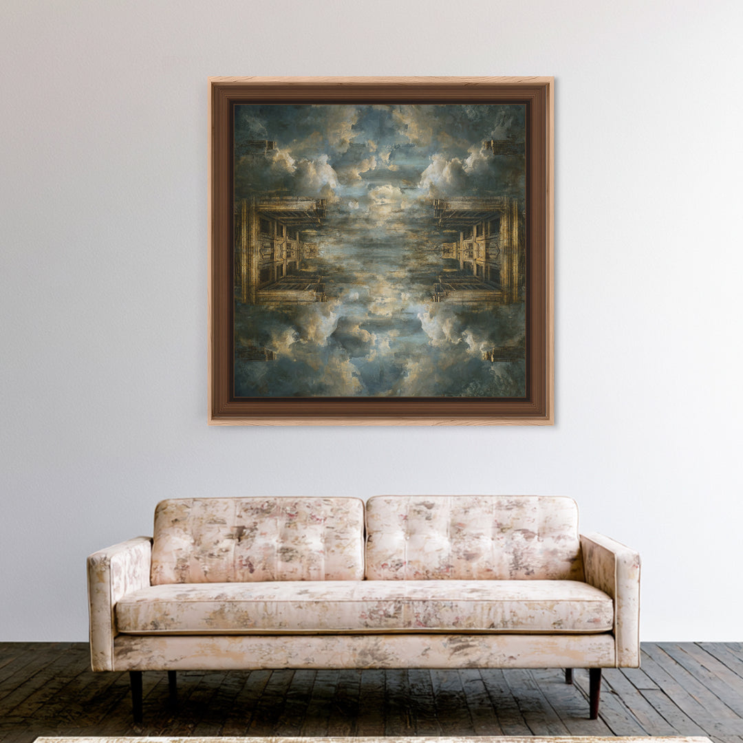 Classical Ruins Beneath a Dramatic Sky Framed Canvas Print, Baroque Art, Feminist Art, Living Room Decor, Fine Art, Ornate, BAO-1x1-67