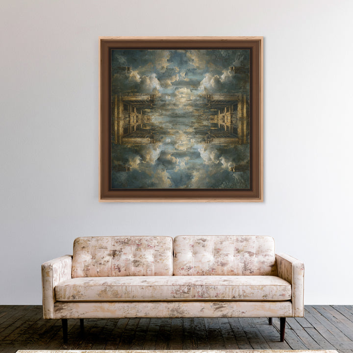 Classical Ruins Beneath a Dramatic Sky Framed Canvas Print, Baroque Art, Feminist Art, Living Room Decor, Fine Art, Ornate, BAO-1x1-67
