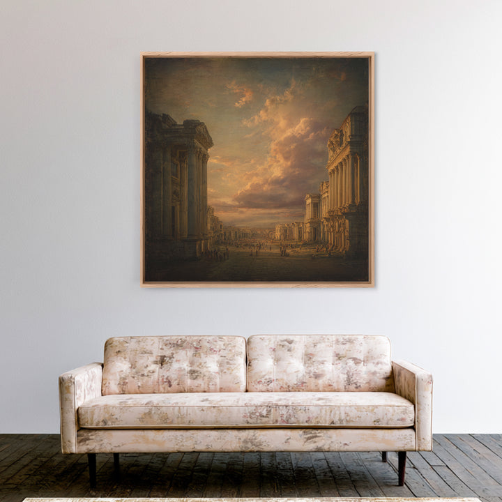 Classical Ruins Beneath a Dramatic Sky Canvas Print, Baroque Art, Wall Decor, Living Room Decor, Fine Art, Ornate, BAO-1x1-91