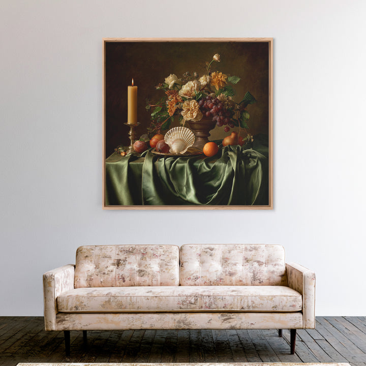 Ornamental Shell and Pearl Composition Canvas Print, Baroque Art, Gallery Wall, Living Room Decor, Ornate, Neutral Decor, BAO-1x1-94