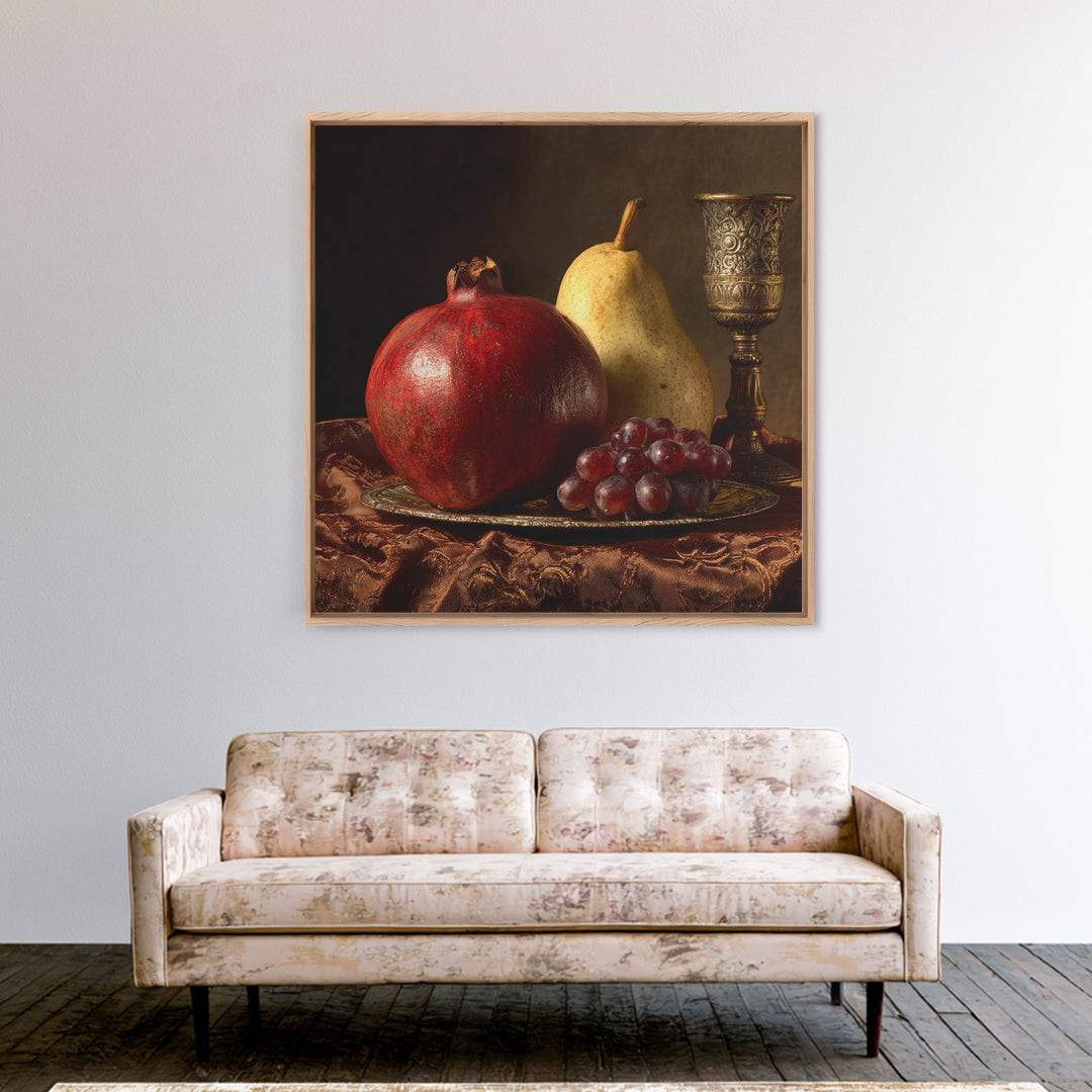 Dramatic Fruit Still Life Canvas Print, Baroque Art, Wall Decor, Living Room Decor, Oil Painting, Ornate, Contemporary Art, BAO-1x1-97
