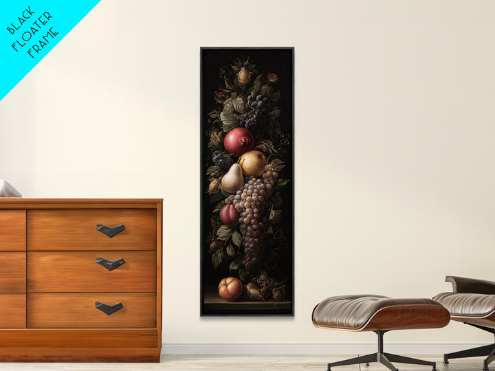 Dramatic Fruit Still Life Canvas Print, Baroque Art, Gallery Wall, Living Room Decor, Fine Art, Ornate, Neutral Decor, BAO-1x3-37