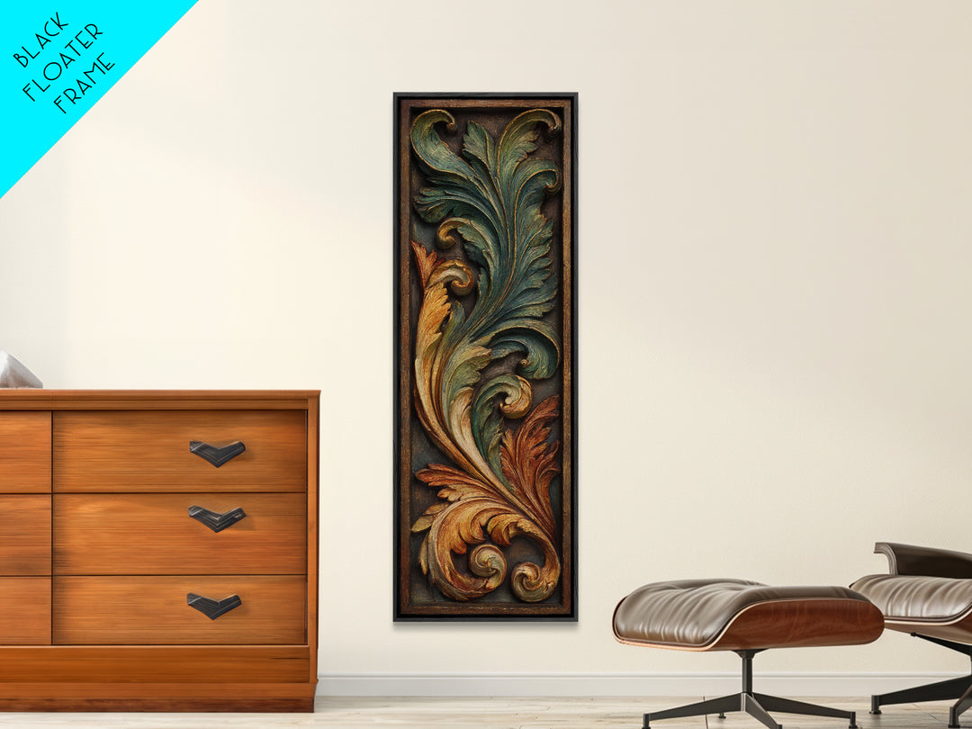 Carved Acanthus Leaf Ornament Study Canvas Print, Baroque Art, Art Print, Living Room Decor, Fine Art, Ornate, Oil Painting, BAO-1x3-51