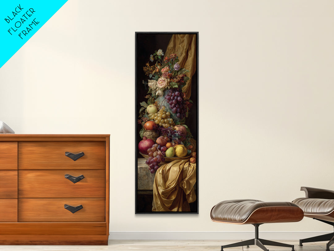 Lavish Banquet Fruit Composition Framed Canvas Print, Baroque Art, Eclectic Wall Art, Living Room Decor, Fine Art, Ornate, BAO-1x3-8