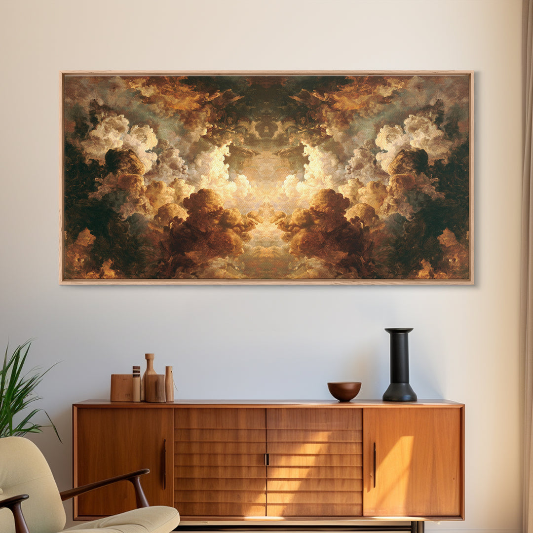 Angelic Hand Reaching Through Clouds Canvas Print, Baroque Art, Gallery Decor, Living Room Decor, Ornate, Minimalist Decor, BAO-2x1-41