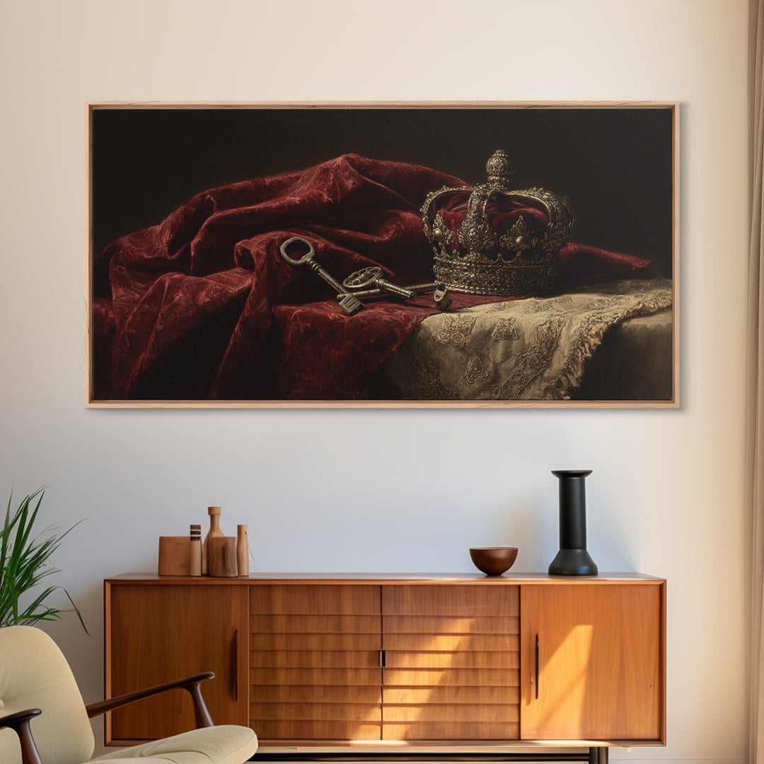 Dark Red Velvet Framed Canvas Print, Baroque Art, Contemporary Art, Living Room Decor, Fine Art, Ornate, 3d Wall Art, BAO-2x1-43