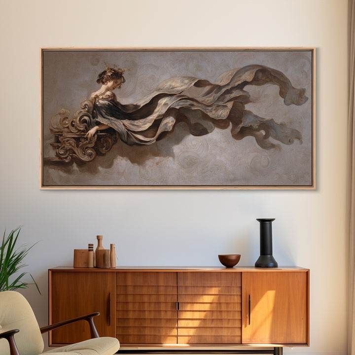 Mythic Goddess Figure Canvas Print, Baroque Art, Statement Artwork, Living Room Decor, Oil Painting, Ornate, Printable Wall Art, BAO-2x1-58