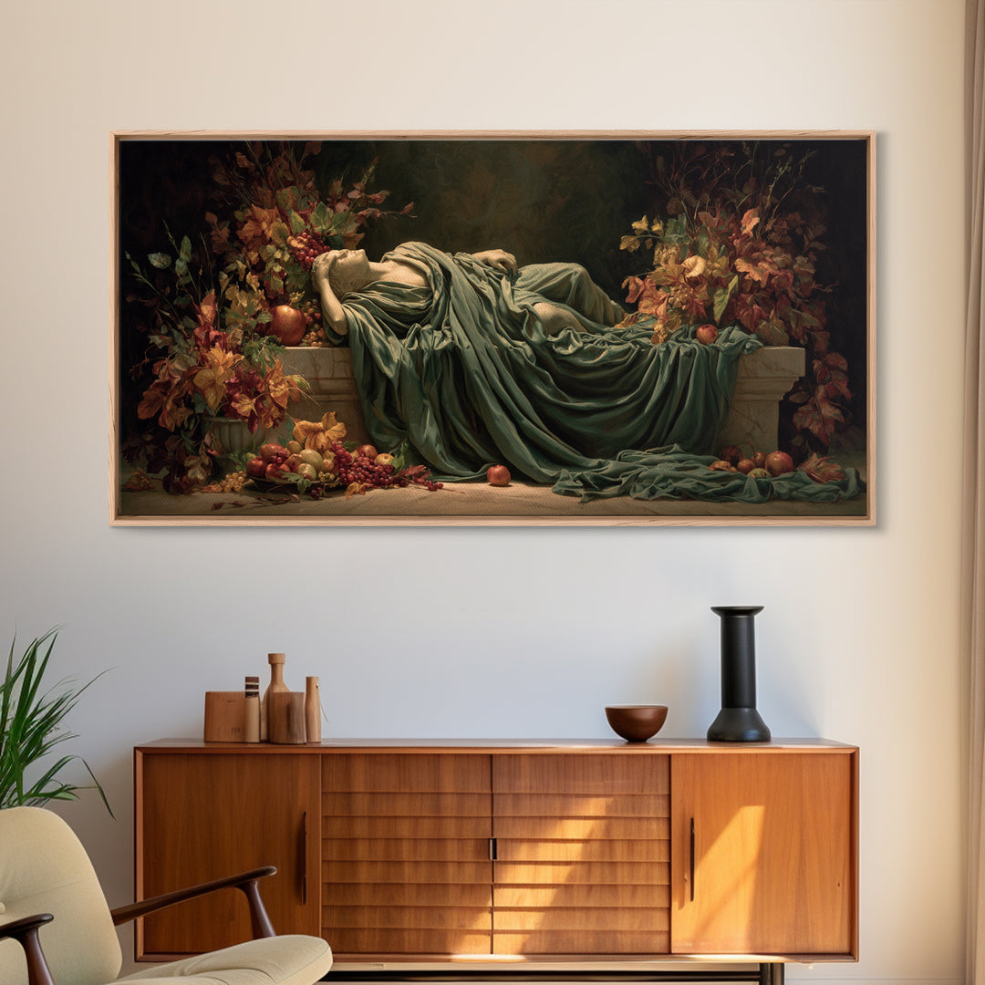 Mythic Goddess Figure Canvas Print, Baroque Art, Statement Artwork, Living Room Decor, Oil Painting, Ornate, Printable Wall Art, BAO-2x1-82