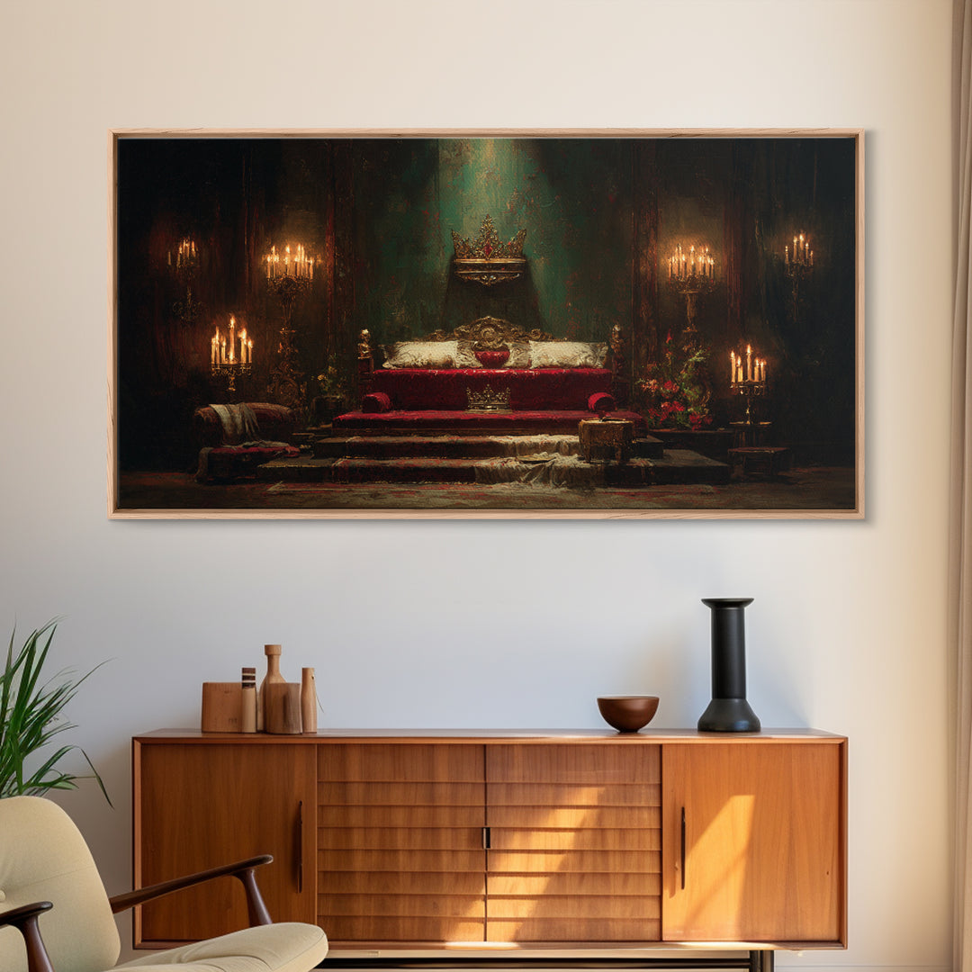 Dark Red Velvet Framed Canvas Print, Baroque Art, Contemporary Art, Living Room Decor, Fine Art, Ornate, 3d Wall Art, BAO-2x1-91