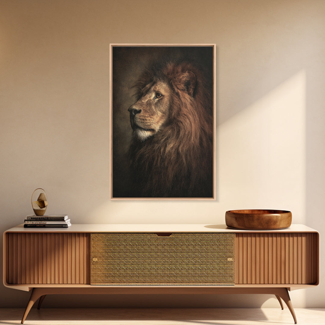 Royal Lion Portrait Canvas Print, Baroque Art, Statement Artwork, Living Room Decor, Fine Art, Ornate, Painting, BAO-2x3-49