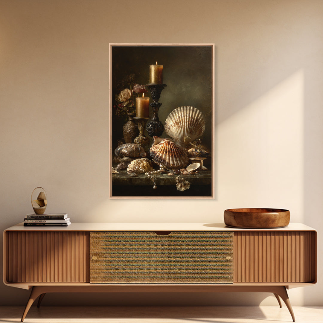 Ornamental Shell and Pearl Composition Canvas Print, Baroque Art, Wall Decor, Living Room Decor, Fine Art, Ornate, BAO-2x3-54
